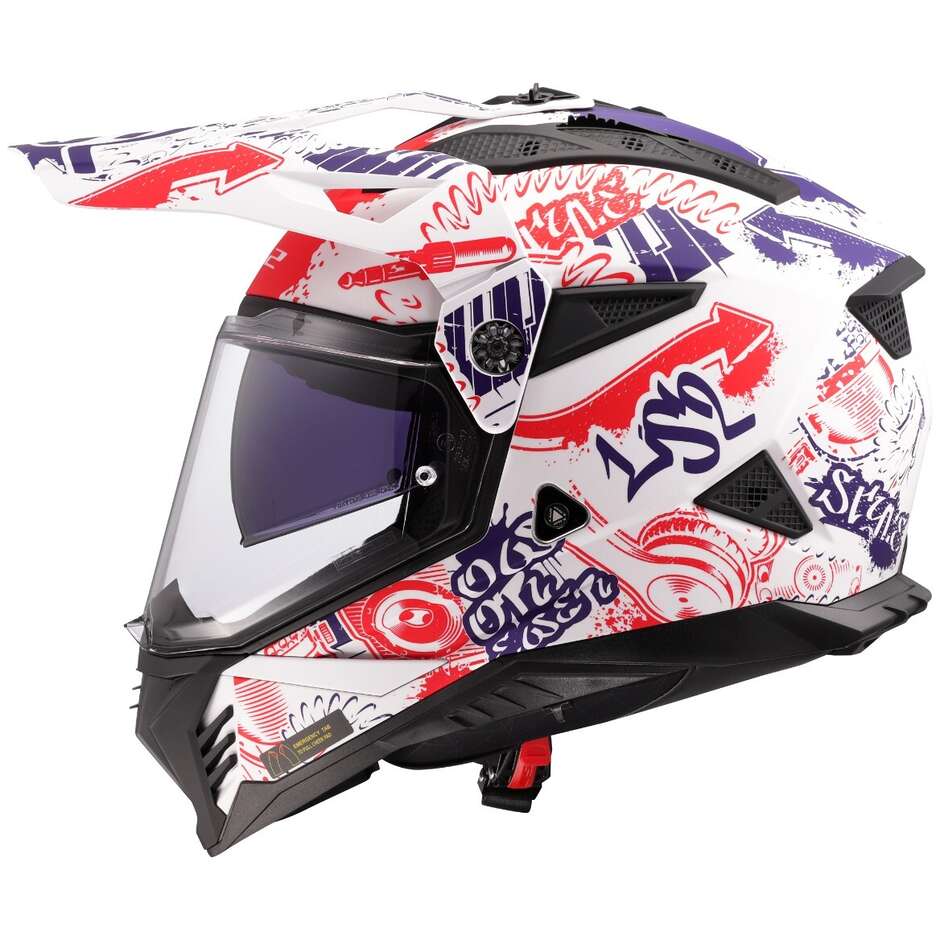 LS2 MX702 PIONEER 2 FANTASY Off-Road Full Face Motorcycle Helmet White Red Blue
