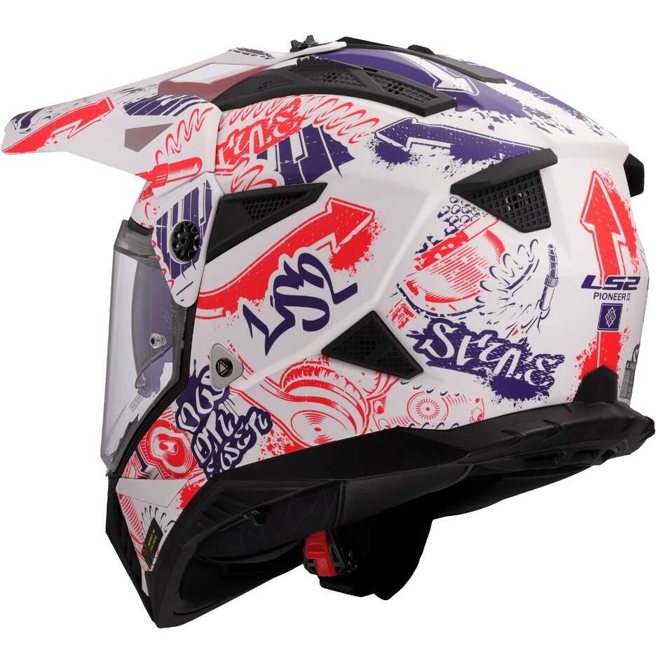 LS2 MX702 PIONEER 2 FANTASY Off-Road Full Face Motorcycle Helmet White Red Blue