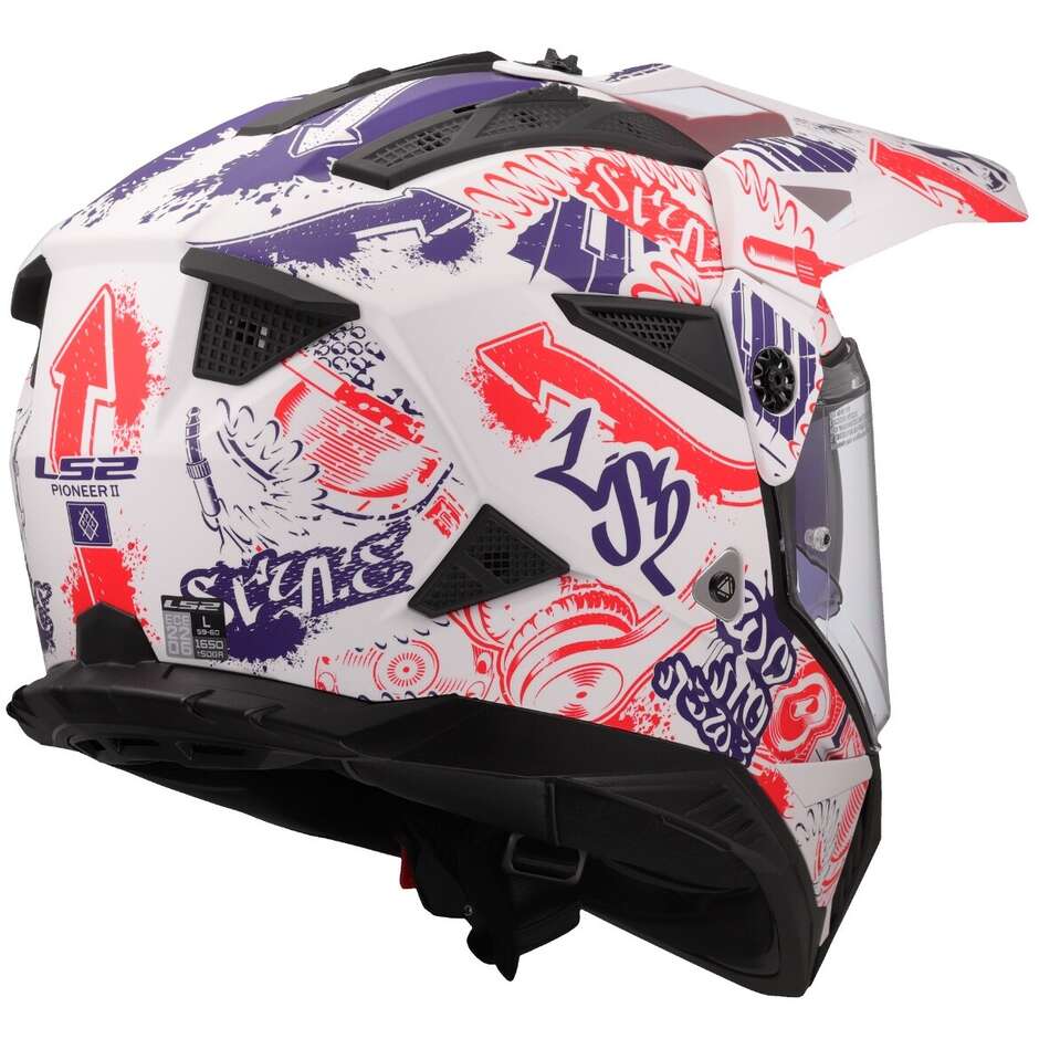 LS2 MX702 PIONEER 2 FANTASY Off-Road Full Face Motorcycle Helmet White Red Blue