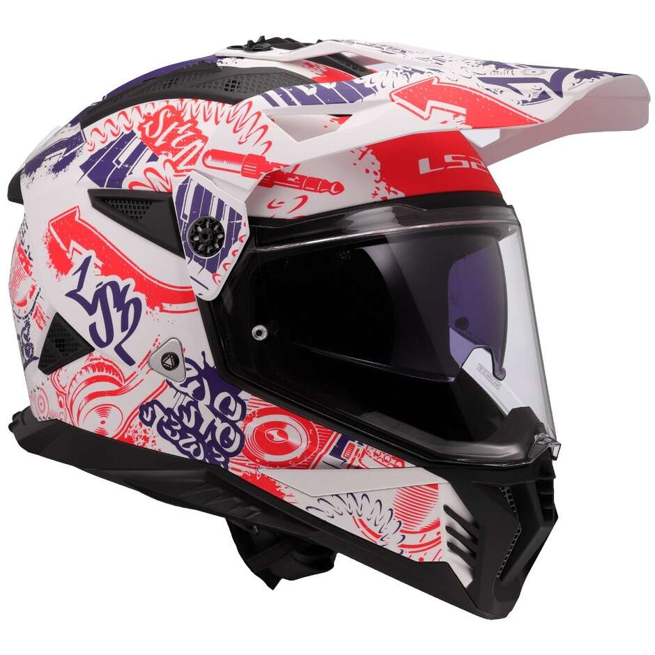 LS2 MX702 PIONEER 2 FANTASY Off-Road Full Face Motorcycle Helmet White Red Blue