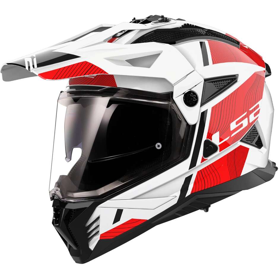 Ls2 MX702 PIONEER 2 HILL Adventure Motorradhelm Weiß Rot