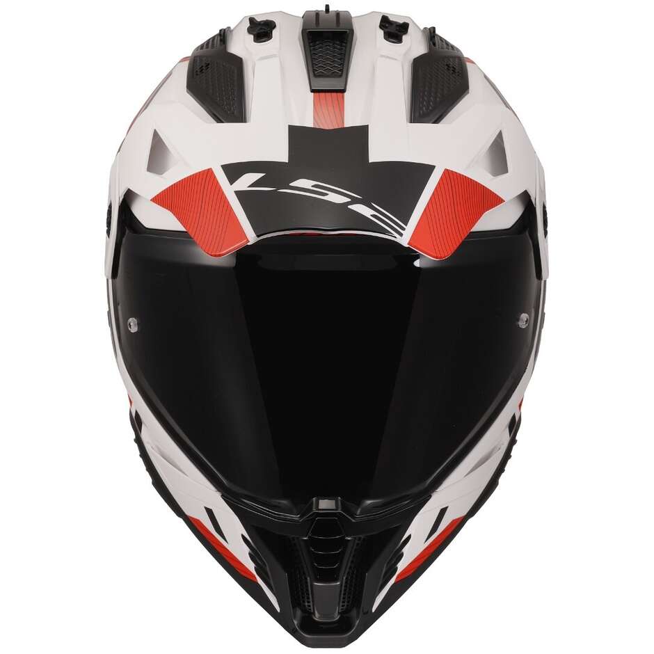 Ls2 MX702 PIONEER 2 HILL Adventure Motorradhelm Weiß Rot