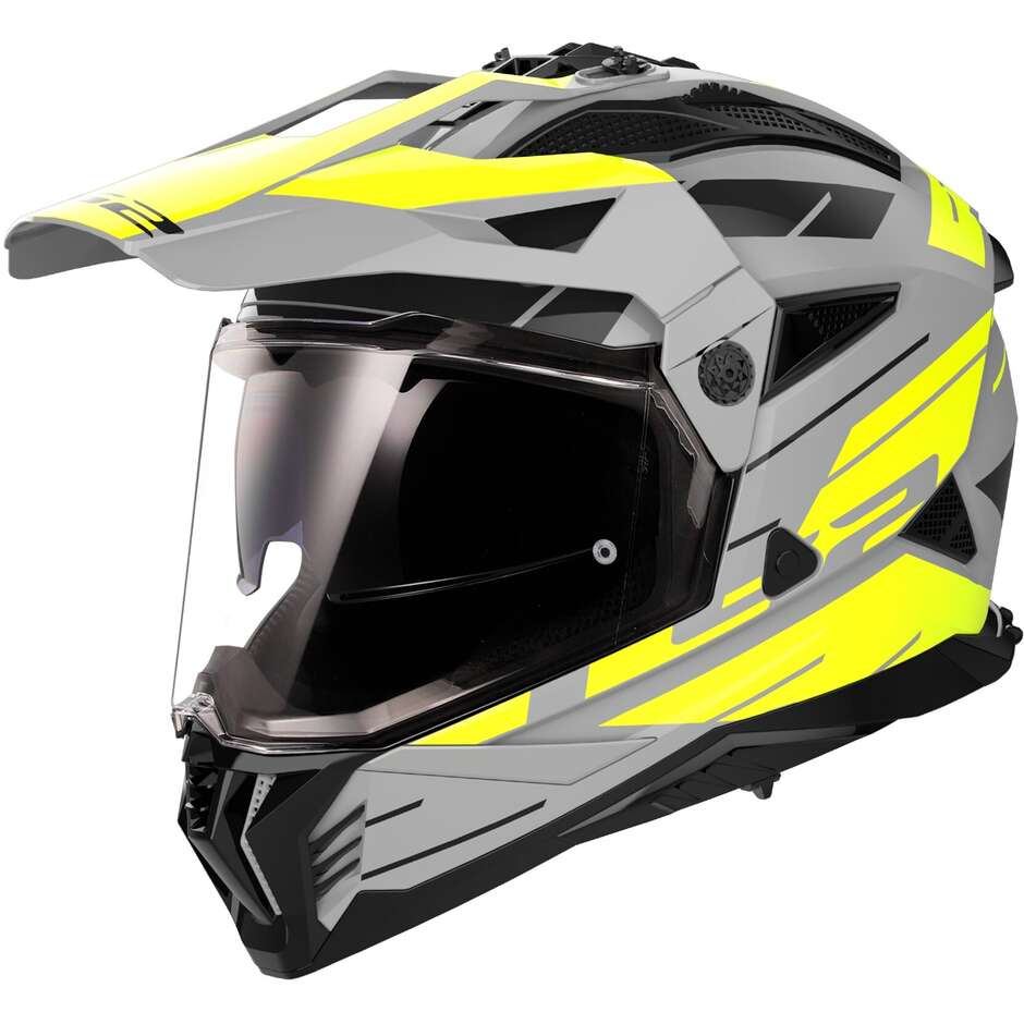 Ls2 MX702 PIONEER 2 NAMIB Adventure Motorradhelm Grau Gelb Fluo Matt
