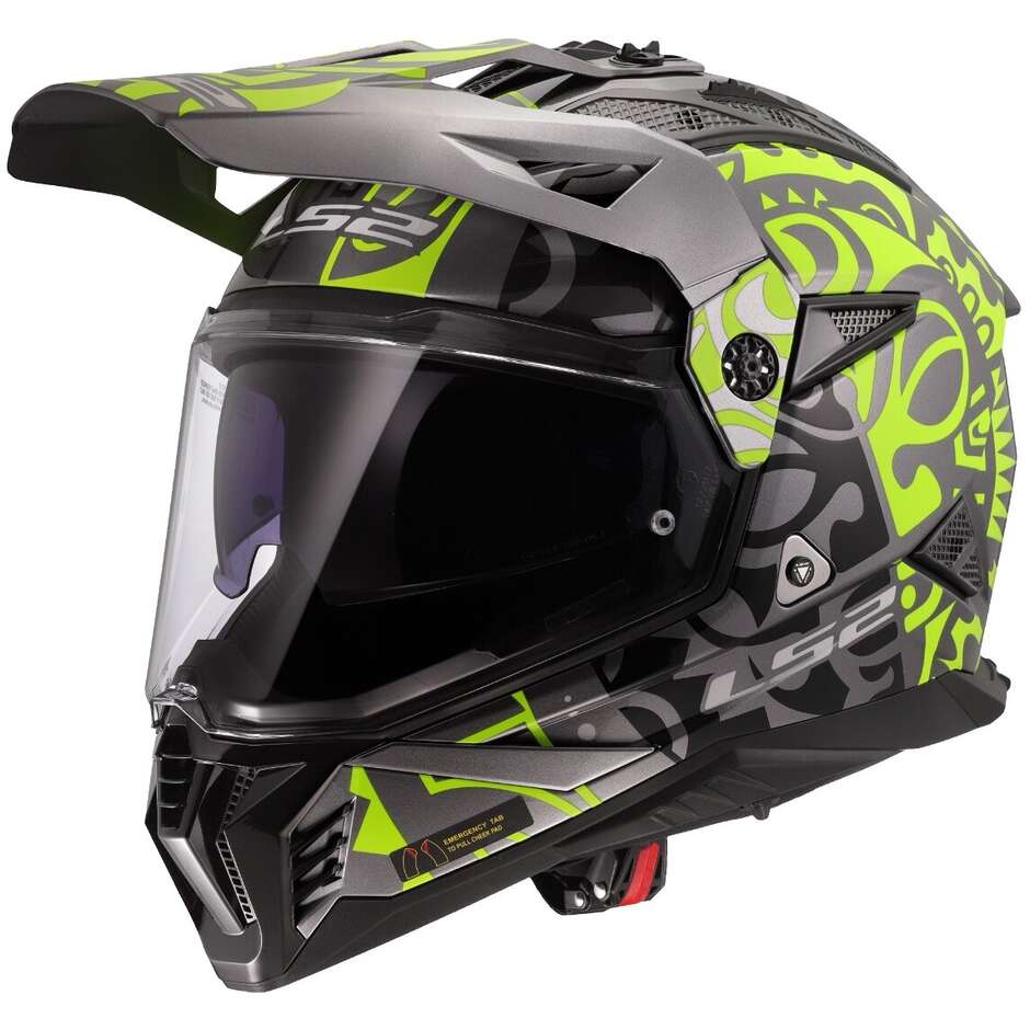 LS2 MX702 PIONEER 2 RANGI Off-Road Full Face Motorcycle Helmet Fluorescent Yellow