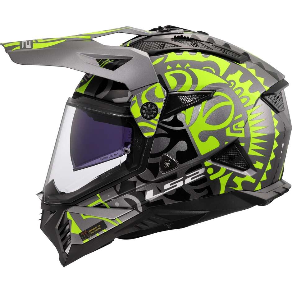 LS2 MX702 PIONEER 2 RANGI Off-Road Full Face Motorcycle Helmet Fluorescent Yellow