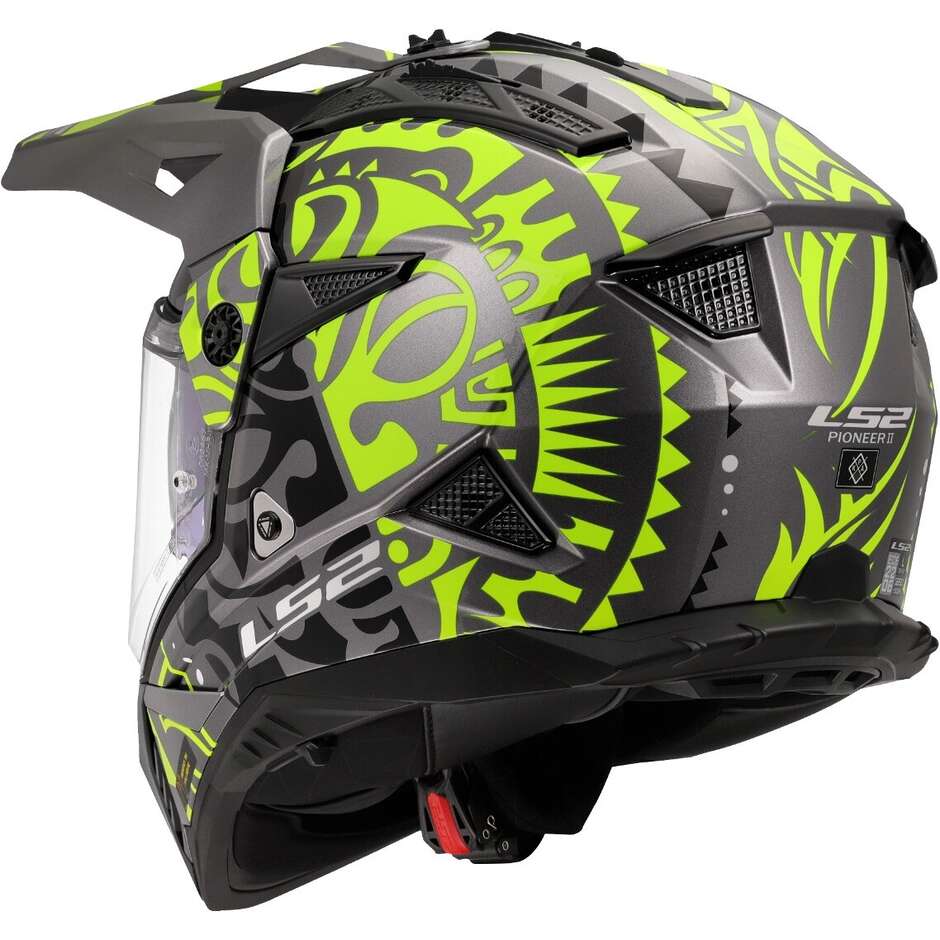 LS2 MX702 PIONEER 2 RANGI Off-Road Full Face Motorcycle Helmet Fluorescent Yellow