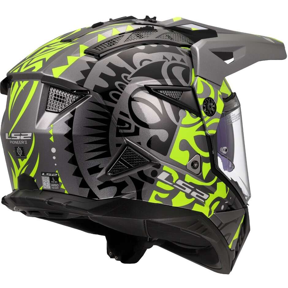 LS2 MX702 PIONEER 2 RANGI Off-Road Full Face Motorcycle Helmet Fluorescent Yellow