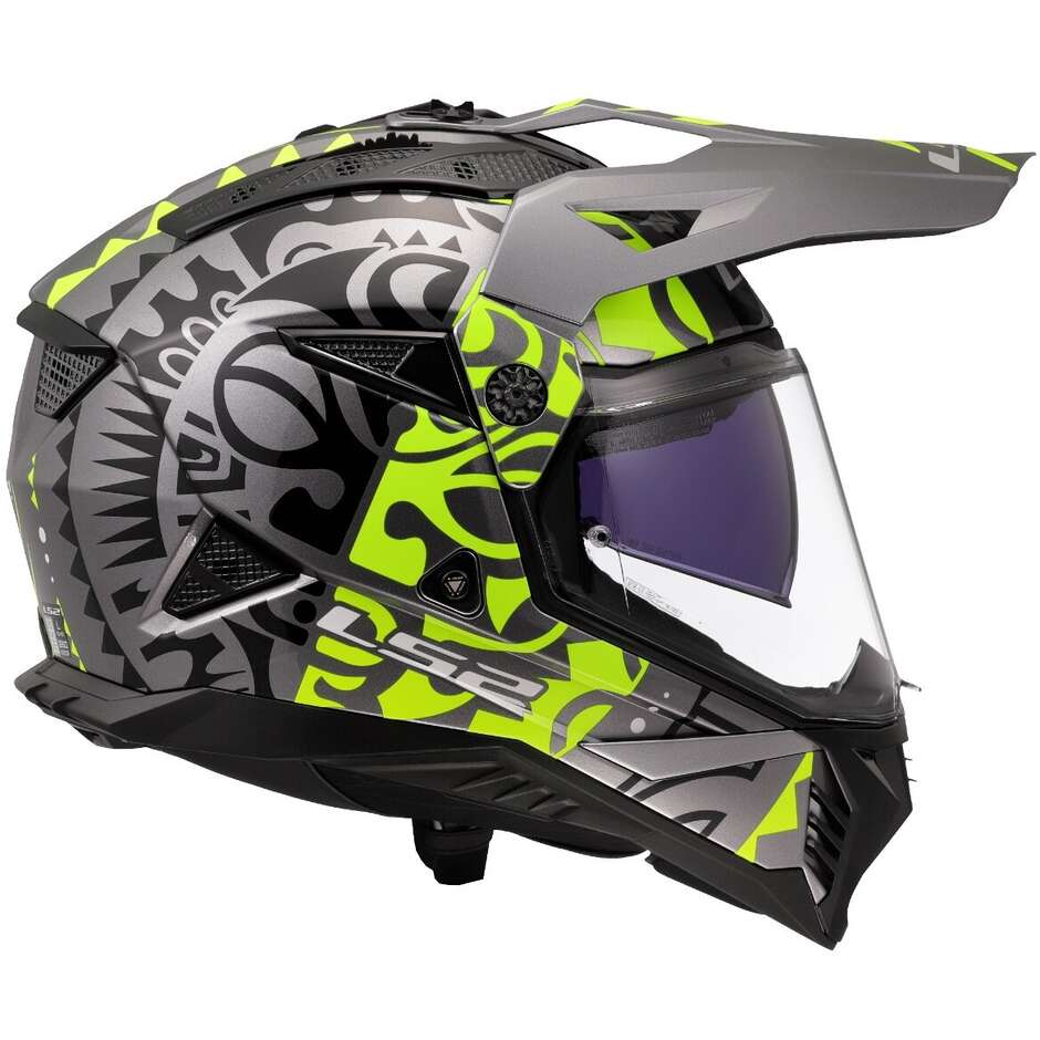 LS2 MX702 PIONEER 2 RANGI Off-Road Full Face Motorcycle Helmet Fluorescent Yellow