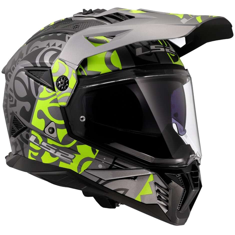 LS2 MX702 PIONEER 2 RANGI Off-Road Full Face Motorcycle Helmet Fluorescent Yellow
