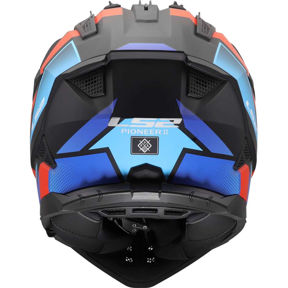 LS2 MX702 PIONEER II BLOCK Adventure Motorcycle Helmet Black Red Blue