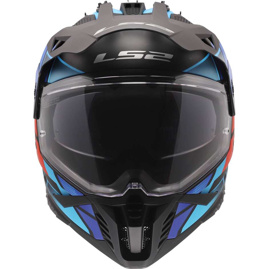 LS2 MX702 PIONEER II BLOCK Adventure Motorcycle Helmet Black Red Blue