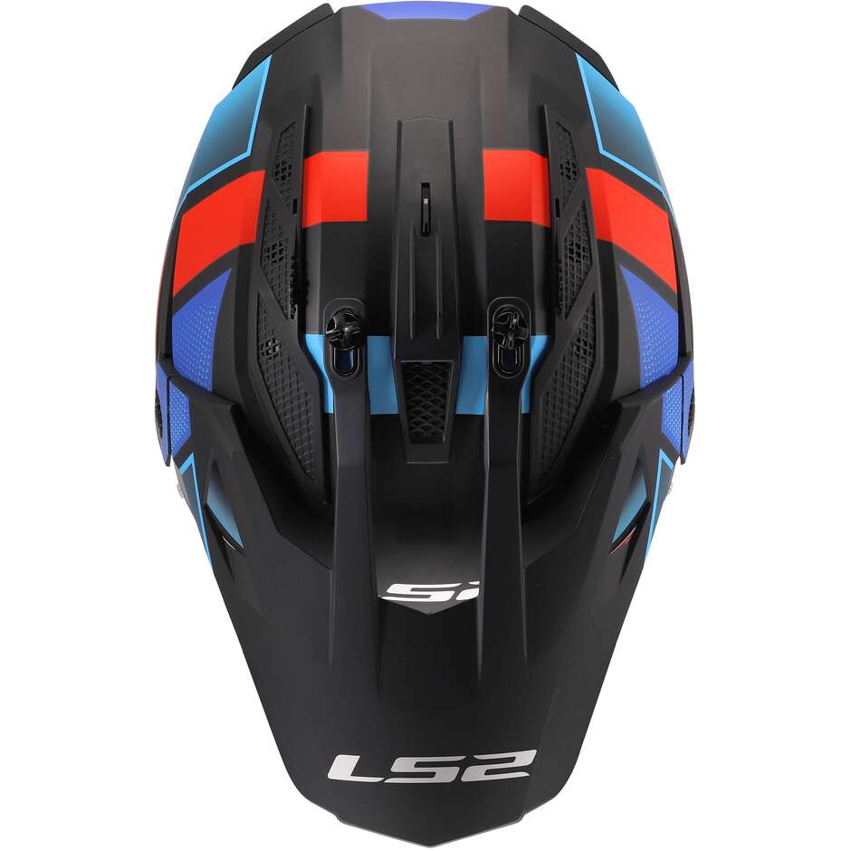 LS2 MX702 PIONEER II BLOCK Adventure Motorcycle Helmet Black Red Blue