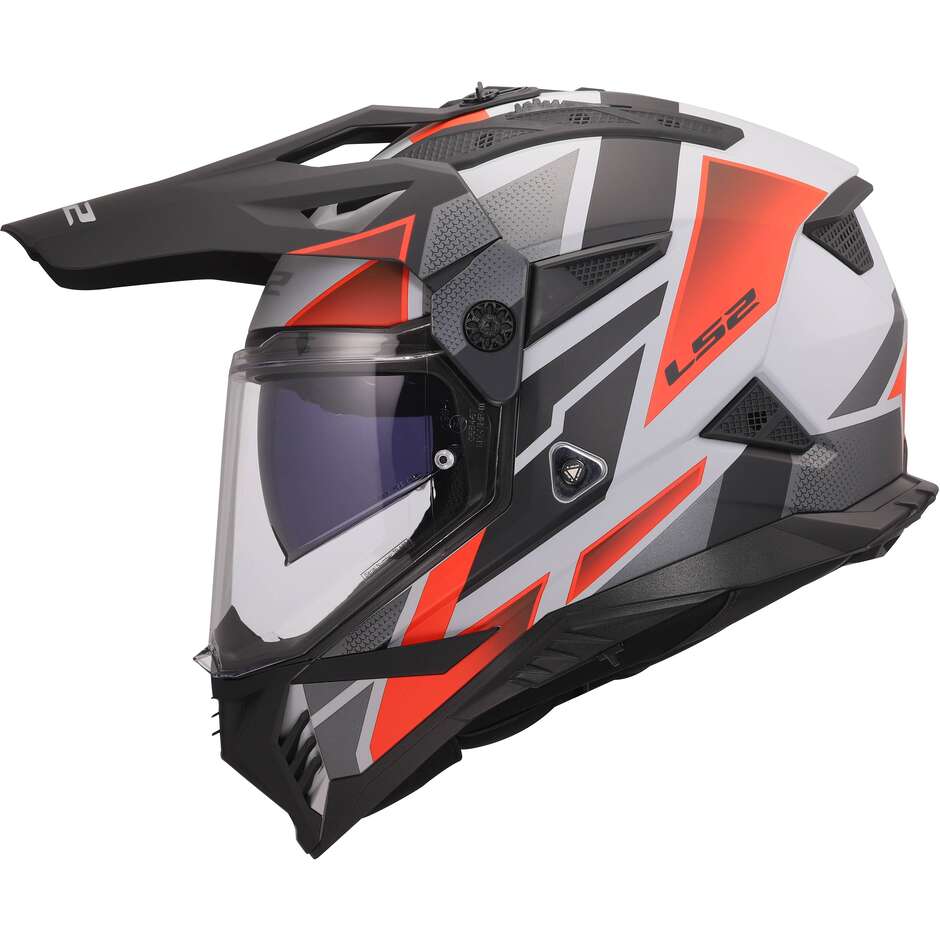 LS2 MX702 PIONEER II BLOCK Adventure Motorradhelm Grau Rot