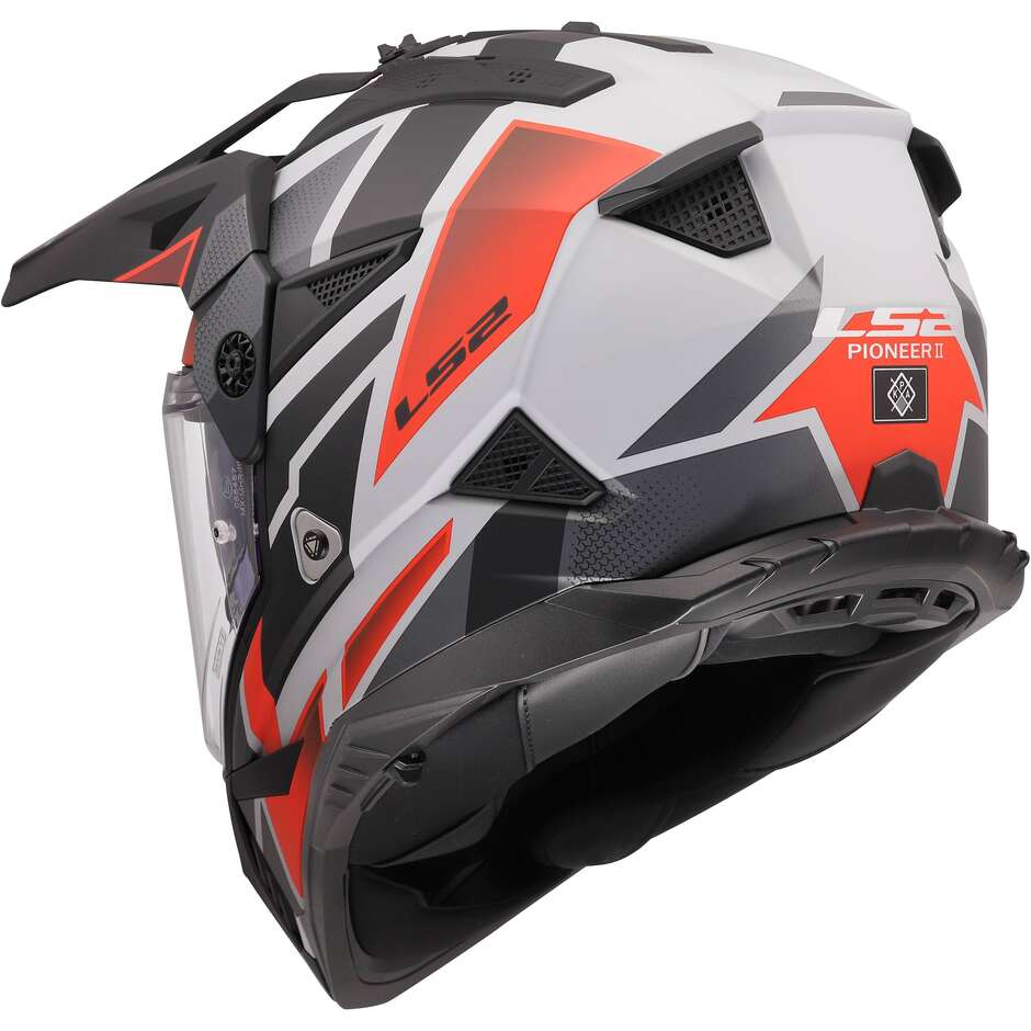 LS2 MX702 PIONEER II BLOCK Adventure Motorradhelm Grau Rot