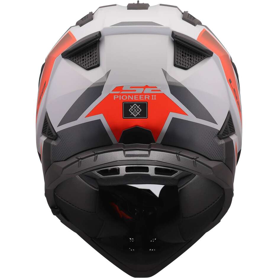 LS2 MX702 PIONEER II BLOCK Adventure Motorradhelm Grau Rot