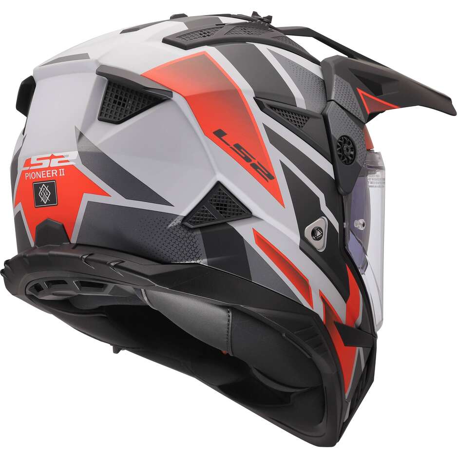 LS2 MX702 PIONEER II BLOCK Adventure Motorradhelm Grau Rot