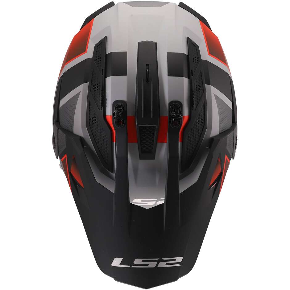 LS2 MX702 PIONEER II BLOCK Adventure Motorradhelm Grau Rot