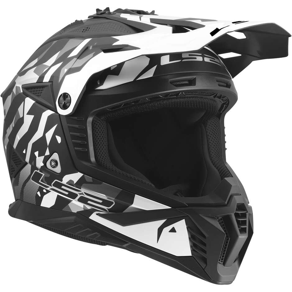 LS2 MX708 FAST II GROTESK Cross Enduro Motorcycle Helmet Black Grey