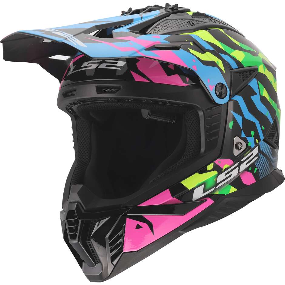 LS2 MX708 FAST II GROTESK Cross Enduro Motorcycle Helmet Blue Pink Green