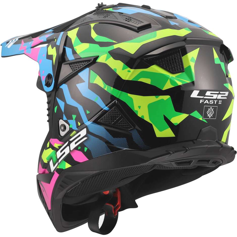 LS2 MX708 FAST II GROTESK Cross Enduro Motorcycle Helmet Blue Pink Green