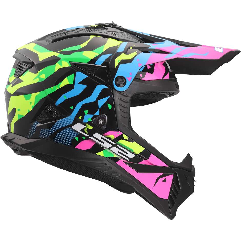 LS2 MX708 FAST II GROTESK Cross Enduro Motorcycle Helmet Blue Pink Green