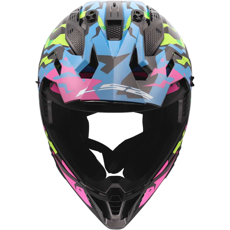 LS2 MX708 FAST II GROTESK Cross Enduro Motorcycle Helmet Blue Pink Green