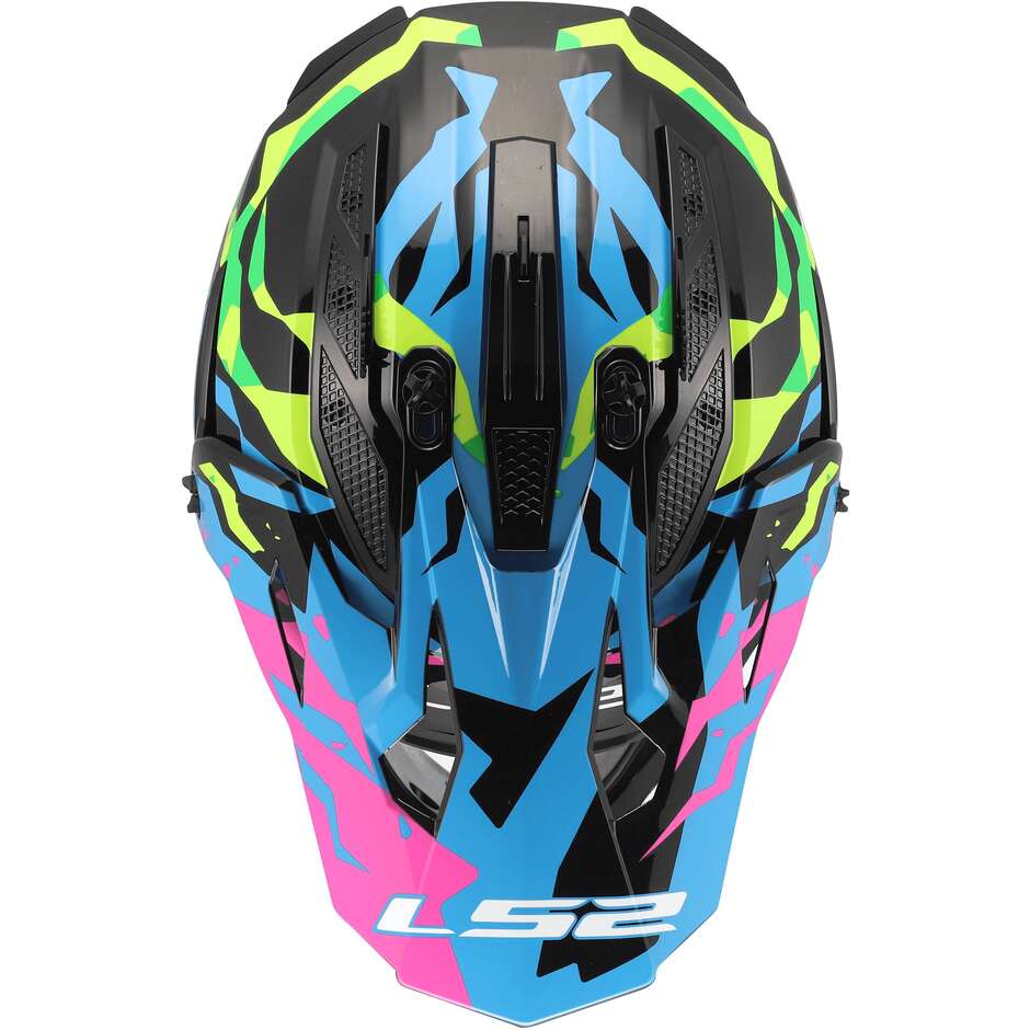 LS2 MX708 FAST II GROTESK Cross Enduro Motorcycle Helmet Blue Pink Green