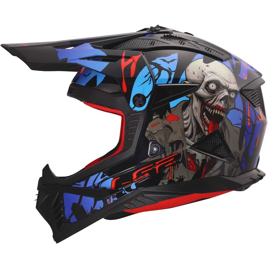 LS2 MX708 FAST II ZOMBIE II Cross Enduro Motorradhelm Schwarz Rot Blau