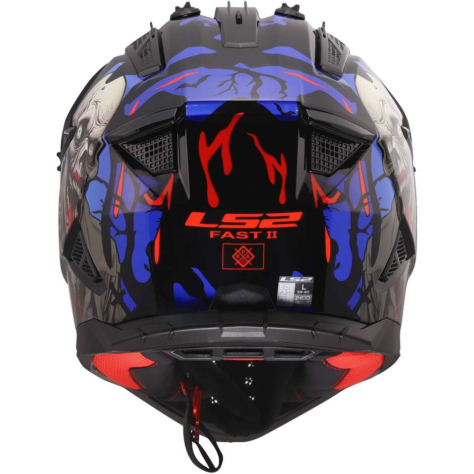 LS2 MX708 FAST II ZOMBIE II Cross Enduro Motorradhelm Schwarz Rot Blau