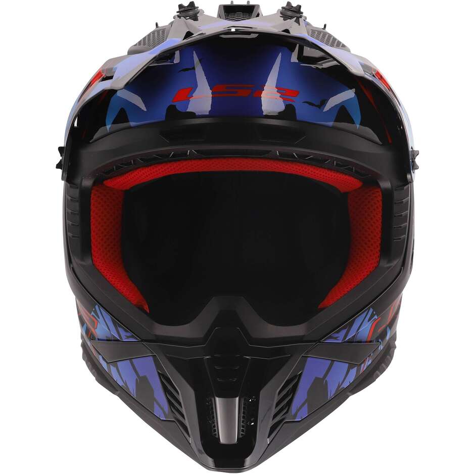 LS2 MX708 FAST II ZOMBIE II Cross Enduro Motorradhelm Schwarz Rot Blau