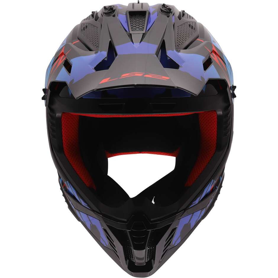 LS2 MX708 FAST II ZOMBIE II Cross Enduro Motorradhelm Schwarz Rot Blau