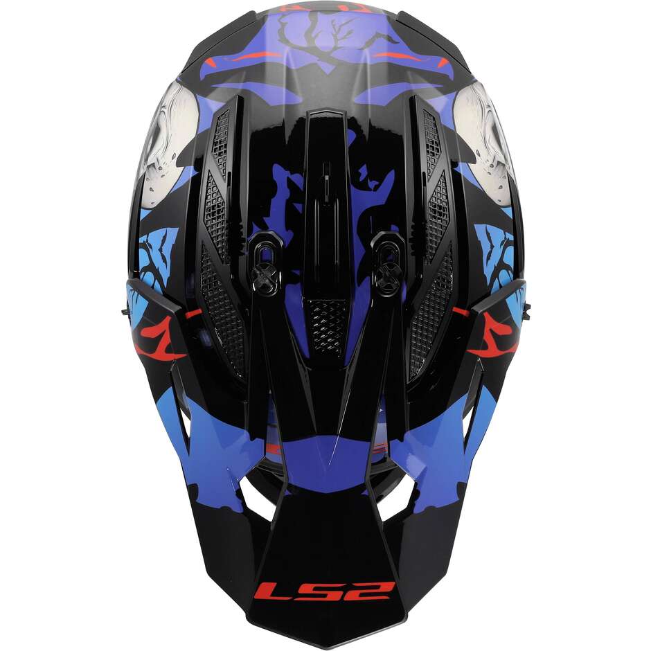 LS2 MX708 FAST II ZOMBIE II Cross Enduro Motorradhelm Schwarz Rot Blau
