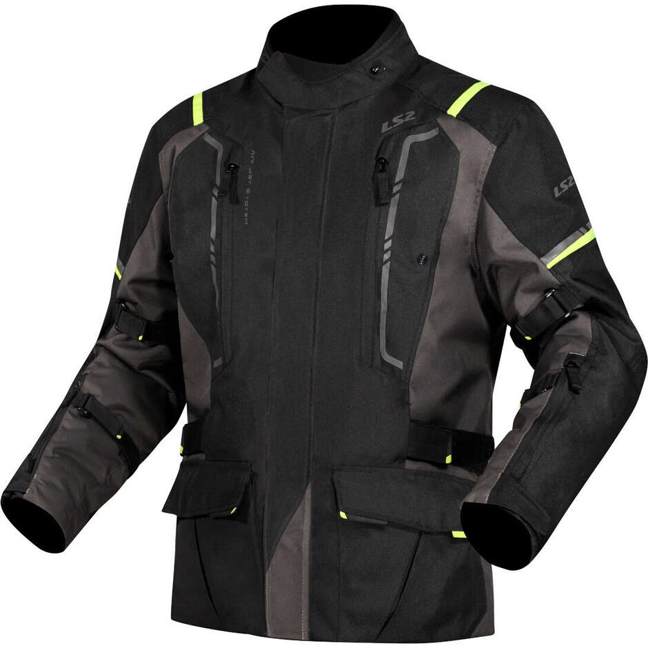 LS2 NARVIK MAN Motorradjacke Grau Schwarz Gelb H-Vision
