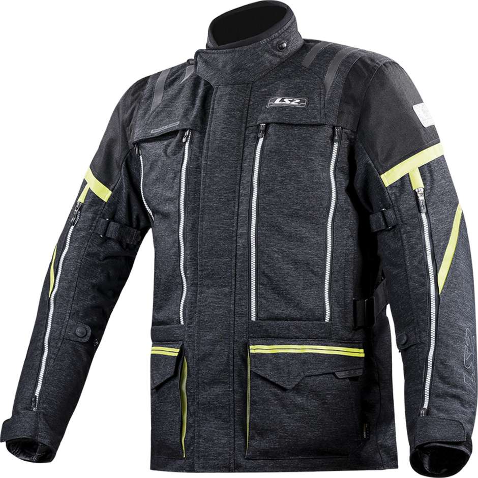 LS2 Nevada Man WP Triple Layer Certified Black Yellow Fluo Motorcycle Jacket
