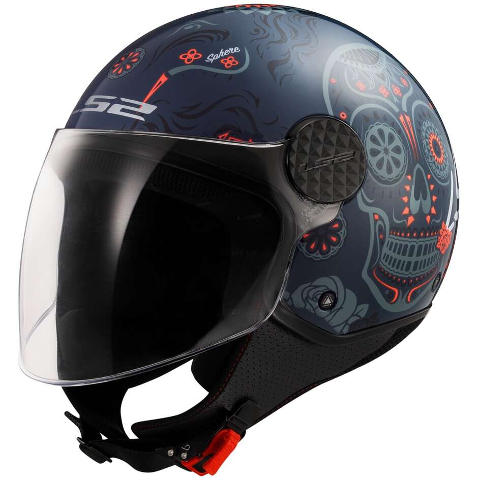 Ls2 OF558 SPHERE LUX 2 MAXCA Cobalt Orange Motorcycle Jet Helmet
