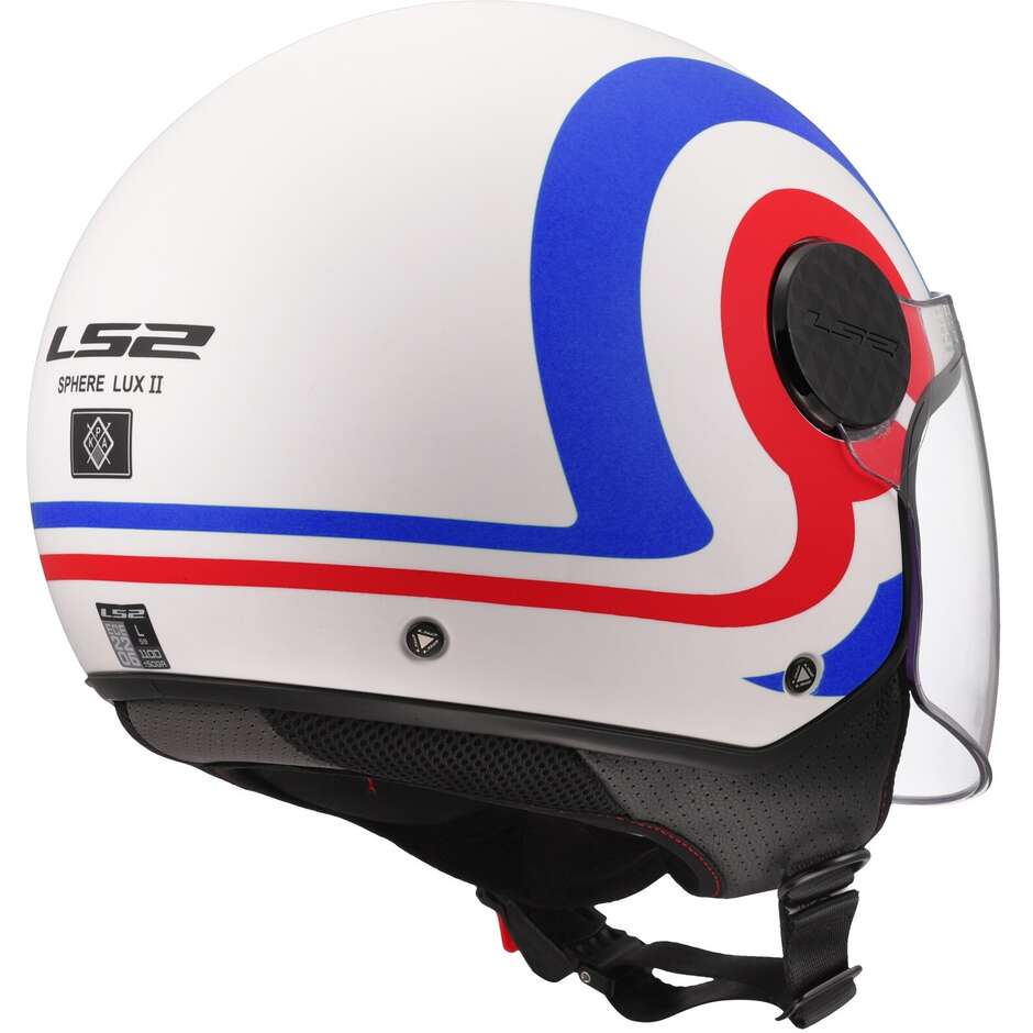 LS2 OF558 SPHERE LUX 2 URBY Jet Motorradhelm Weiß Blau Rot