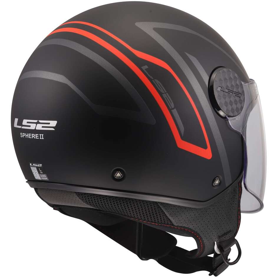 LS2 OF558 SPHERE LUX II MINIM Jet Motorcycle Helmet Black Red