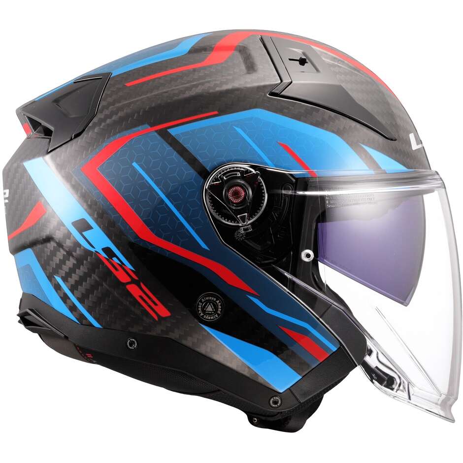 LS2 OF603 INFINITY 2 CARBON URUS Jet Motorcycle Helmet Blue Red