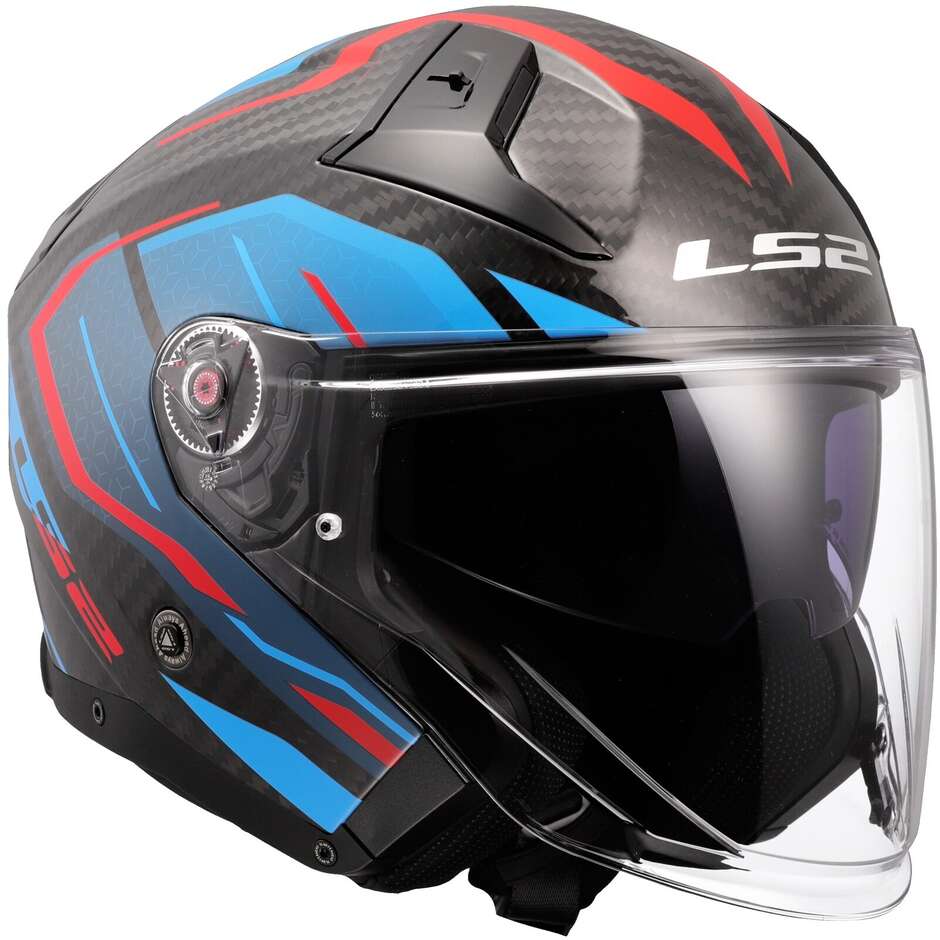 LS2 OF603 INFINITY 2 CARBON URUS Jet Motorcycle Helmet Blue Red