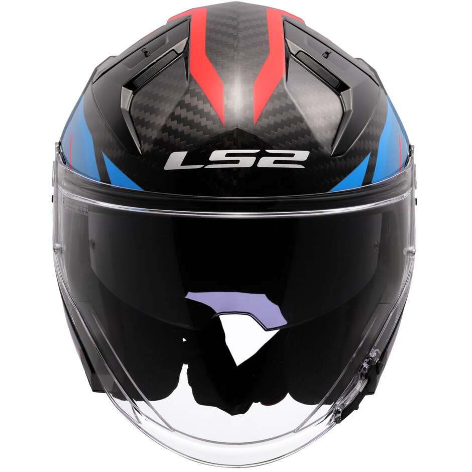 LS2 OF603 INFINITY 2 CARBON URUS Jet Motorcycle Helmet Blue Red