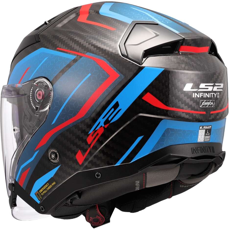 LS2 OF603 INFINITY 2 CARBON URUS Jet Motorradhelm Blau Rot