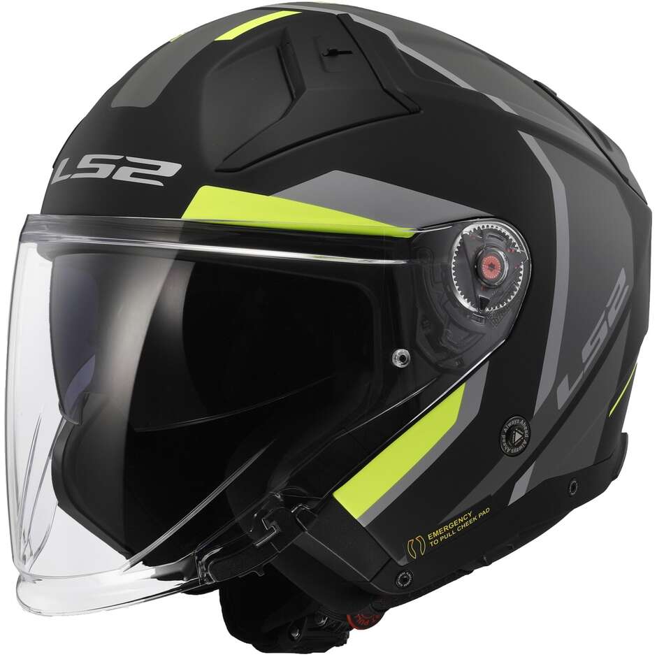 Ls2 OF603 INFINITY 2 Focus Carbon Jet Motorcycle Helmet Matt Black Yellow