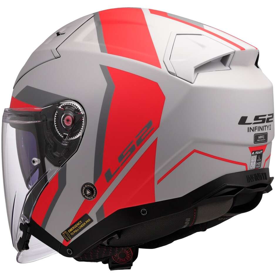 LS2 OF603 INFINITY 2 FOCUS Jet Motorcycle Helmet Grey Red