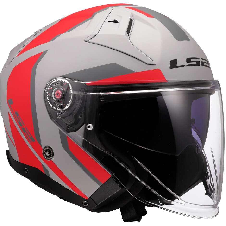 LS2 OF603 INFINITY 2 FOCUS Jet Motorcycle Helmet Grey Red