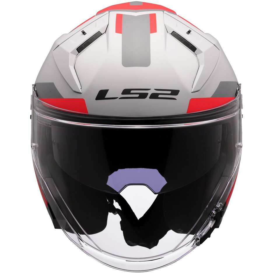 LS2 OF603 INFINITY 2 FOCUS Jet Motorcycle Helmet Grey Red