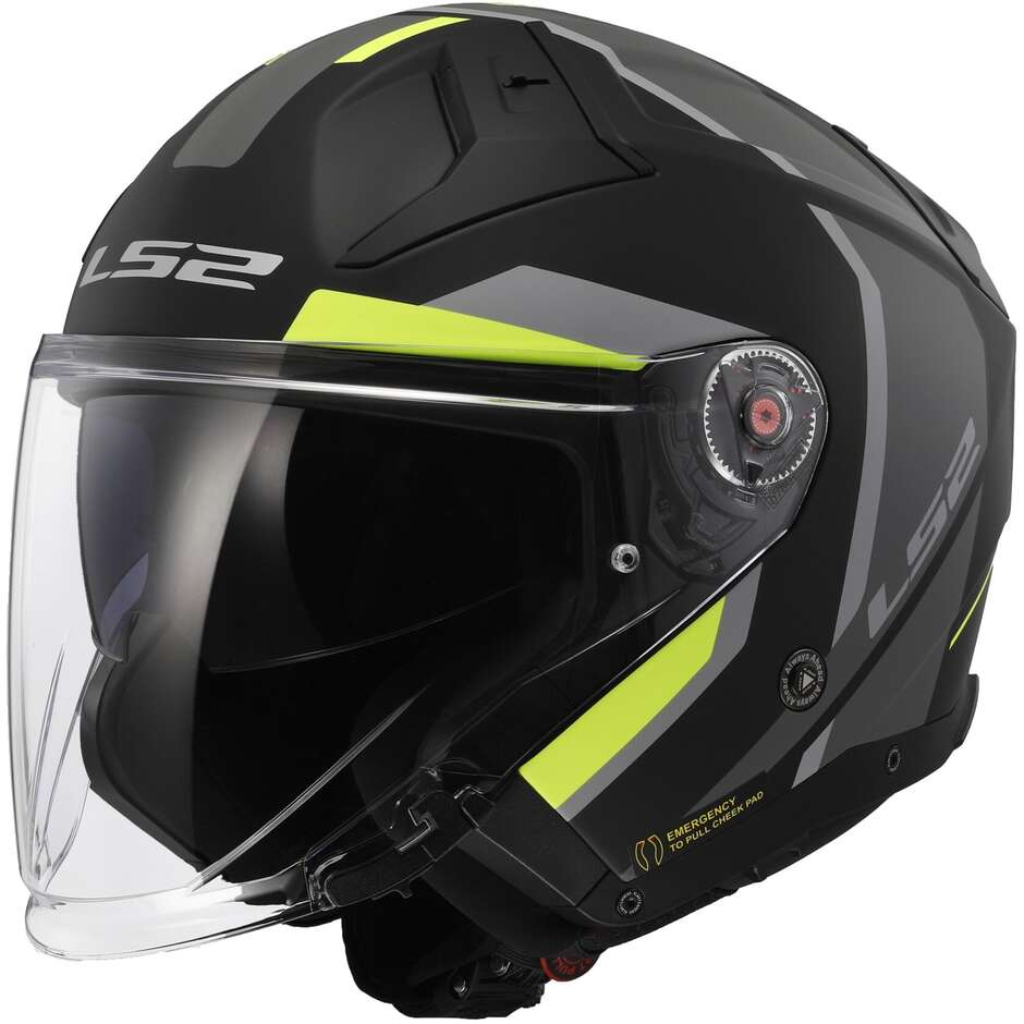 Ls2 OF603 INFINITY 2 Focus Jet Motorcycle Helmet Matt Black Yellow