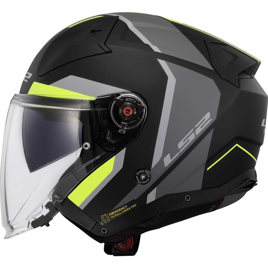 Ls2 OF603 INFINITY 2 Focus Jet Motorcycle Helmet Matt Black Yellow