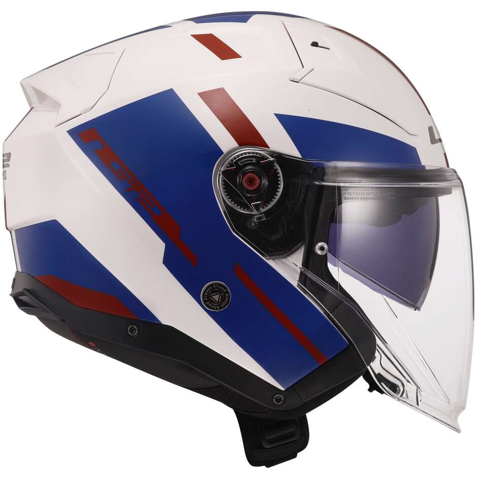 Ls2 OF603 INFINITY 2 Focus Jet Motorcycle Helmet White Blue Red