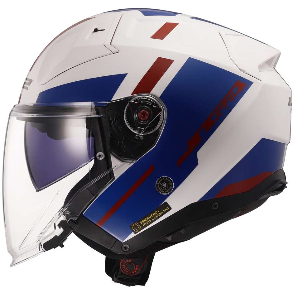 Ls2 OF603 INFINITY 2 Focus Jet Motorcycle Helmet White Blue Red