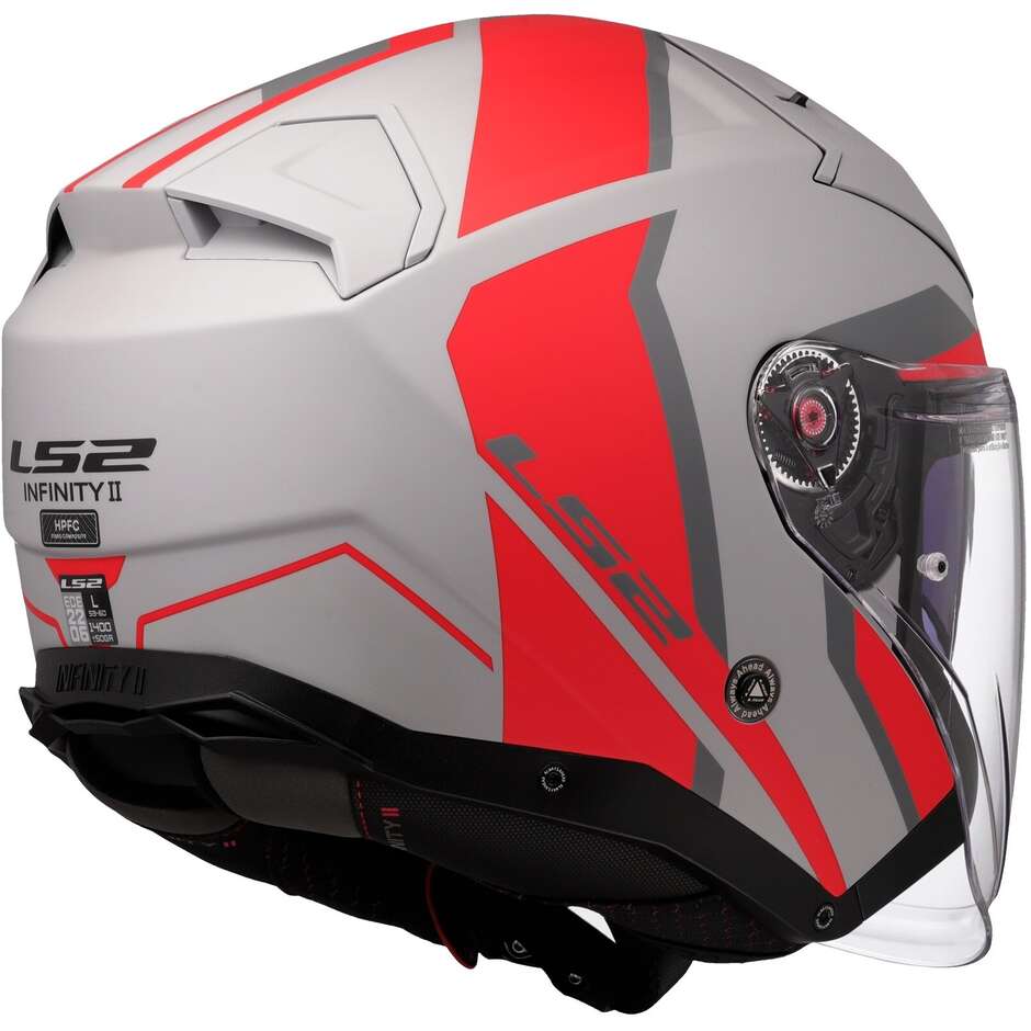 LS2 OF603 INFINITY 2 FOCUS Jet Motorradhelm Grau Rot